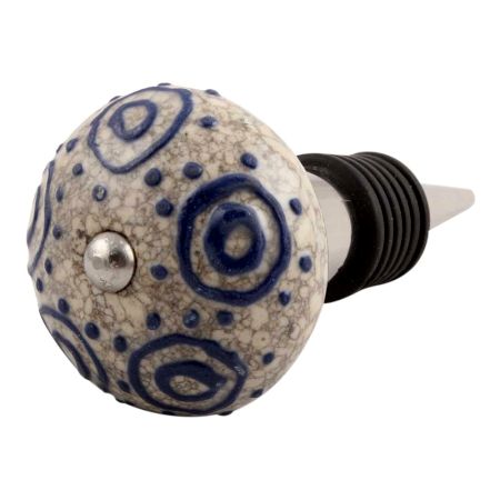 Blue Decorative Crackle Ceramic Wine Stopper